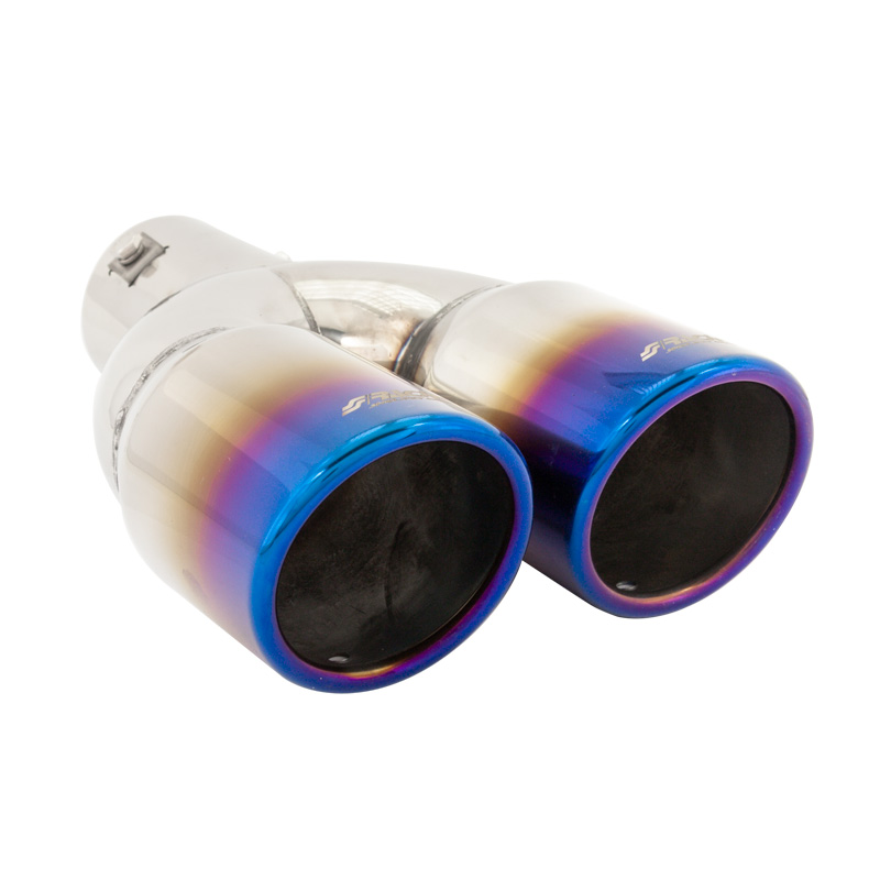 Simoni Racing Uitlaatsierstuk Dubbel Rond/Schuin RVS/Titanium - Ø76xL230mm - Montage -37->58mm