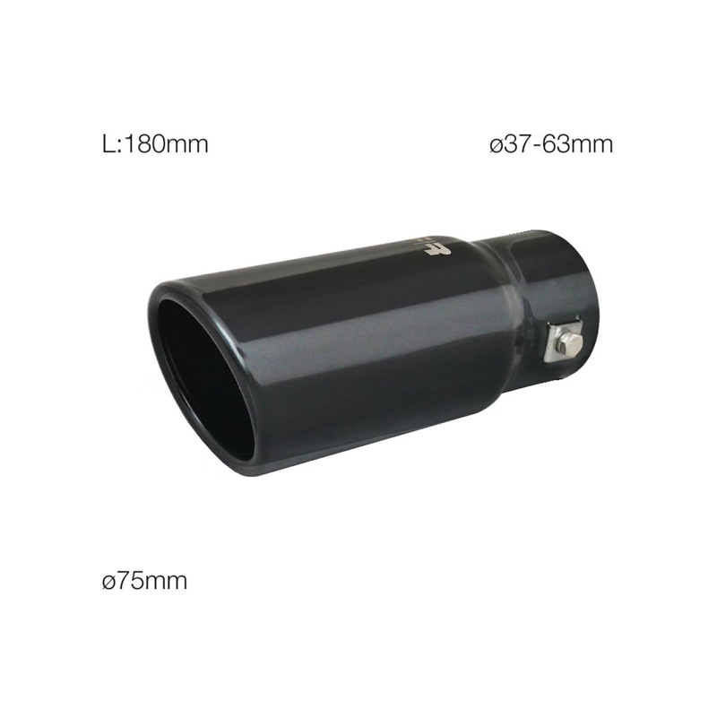 Simoni Racing Uitlaatsierstuk Rond/Schuin RVS Zwart - Ø76xL180mm - Montage ->64mm