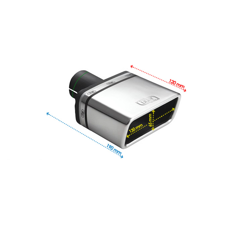 Ulter Sport Uitlaatsierstuk - Rechthoek 130x65mm - Lengte 120mm - Montage ->50mm - RVS