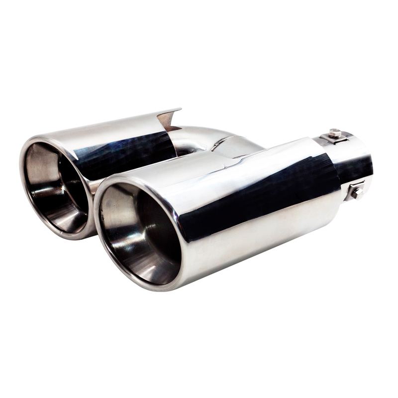 Simoni Racing Uitlaatsierstuk Dubbel Rond RVS - Ø90xL220mm - Montage ->Ø37-59mm
