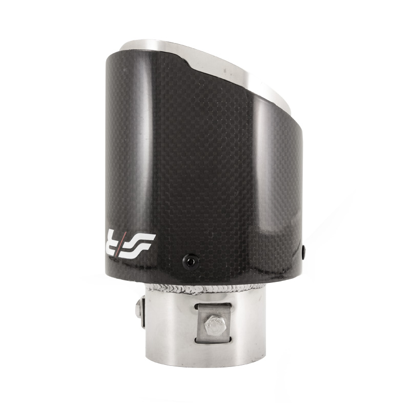 Simoni Racing Uitlaatsierstuk Rond/Schuin Glanzend-Carbon+RVS - Ø102xL155mm - Montage 63mm