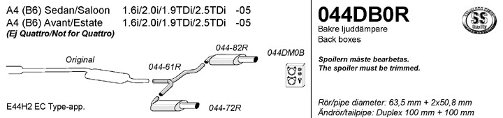 Simons EinddemperUitlaatsysteem Audi A4 B6