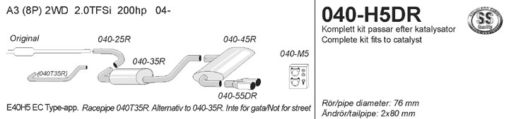 Simons Uitlaatsysteem af kat. Audi A3 8P 2005>