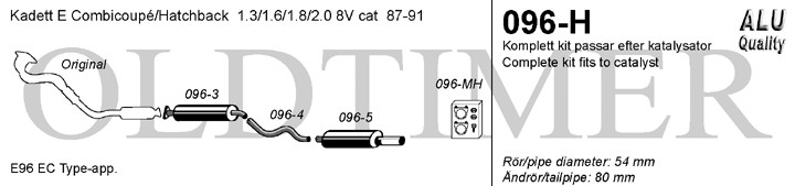 Simons Uitlaatsysteem af kat. Opel Kadett E 1987-1992