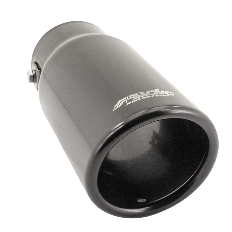 Simoni Racing Uitlaatsierstuk Rond/Schuin RVS Zwart - Ø76xL180mm - Montage ->64mm