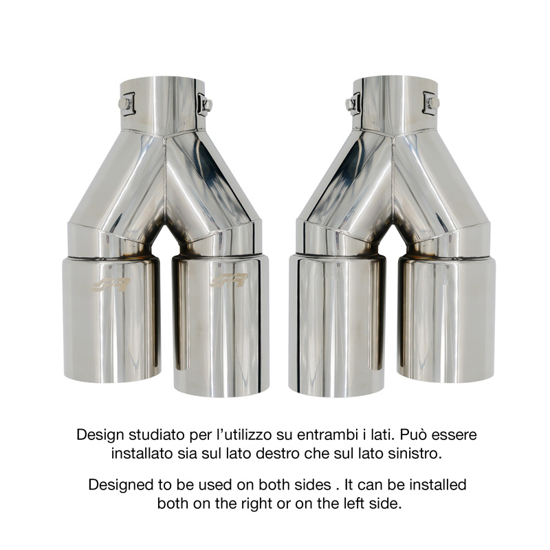 Simoni Racing Uitlaatsierstuk Dubbel Rond RVS - Ø88xL265/280mm - Montage 33->73mm
