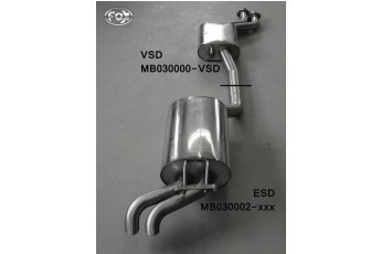 Mercedes E-Klasse W124 Stufenheck Einddemper 70mm - 2x55 Typ 28