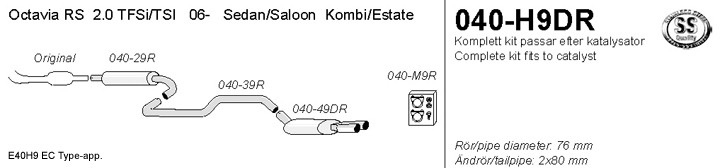 Simons Uitlaatsysteem af kat. Skoda Octavia II 2006>