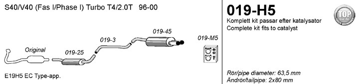 Simons Uitlaatsysteem af kat. Volvo S40 1996-2000