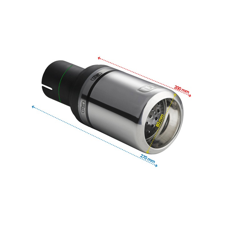Ulter Sport Uitlaatsierstuk - Rond Ø80mm Big Rim - Lengte 200mm - Montage ->50mm - RVS