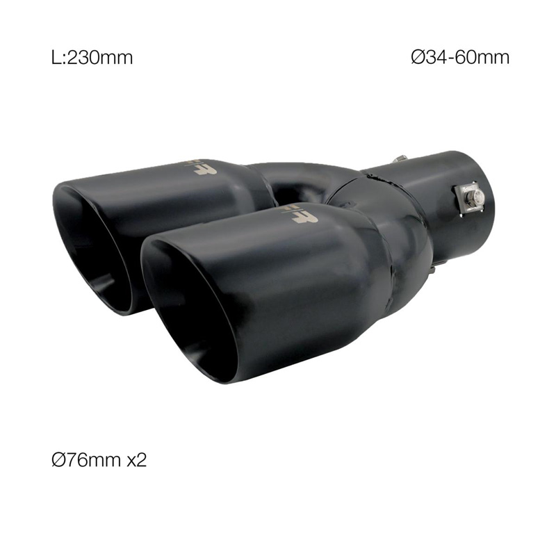 Simoni Racing Uitlaatsierstuk Dubbel Rond/Schuin RVS Zwart - Ø2x76xL240mm - Montage 34-60mm