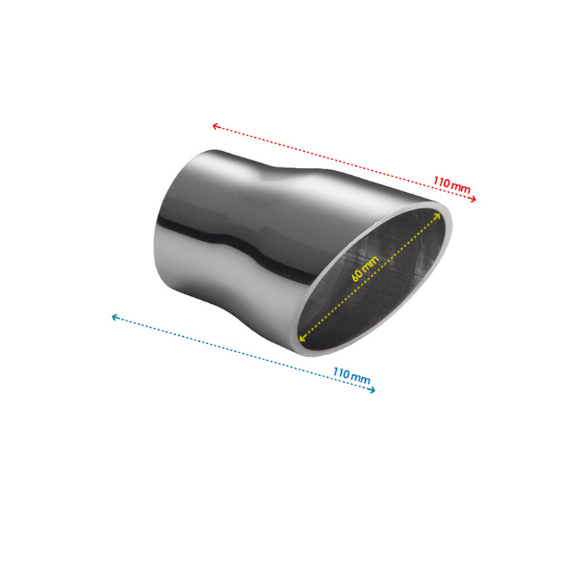 Ulter Sport Uitlaatsierstuk - Rond Ø60mm Schuin - Lengte 110mm - Montage ->50mm - RVS