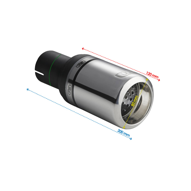 Ulter Sport Uitlaatsierstuk - Rond Ø80mm Big Rim - Lengte 120mm - Montage ->50mm - RVS