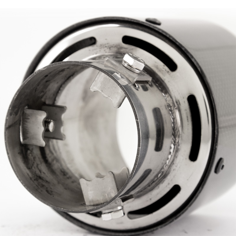 Simoni Racing Uitlaatsierstuk Rond/Schuin Glanzend-Carbon+RVS - Ø102xL155mm - Montage 63mm