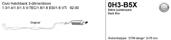 Simons Einddemper Honda Civic V/VI 1992-2000