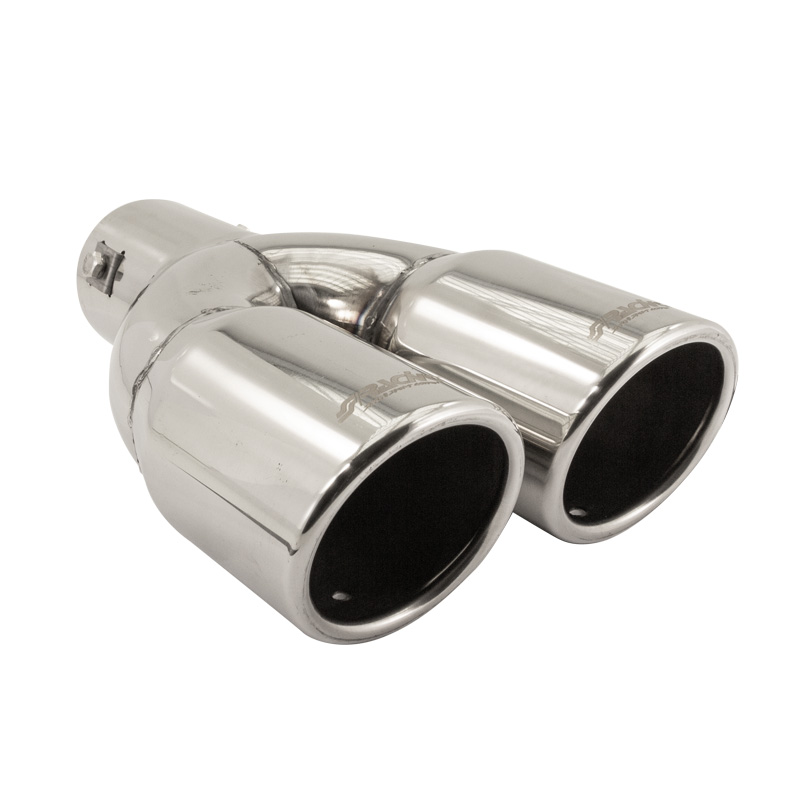 Simoni Racing Uitlaatsierstuk Dubbel Rond/Schuin RVS - Ø76xL230mm - Montage ->58mm