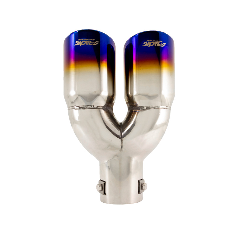 Simoni Racing Uitlaatsierstuk Dubbel Rond/Schuin RVS/Titanium - Ø76xL230mm - Montage -37->58mm