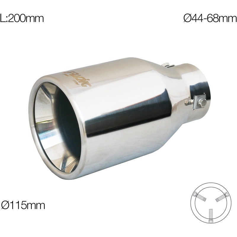 Simoni Racing Uitlaatsierstuk Rond RVS - Ø115xL200mm - Montage 44-68mm