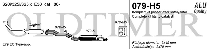 Simons Uitlaatsysteem af kat. BMW 3-serie E30 1985-1991