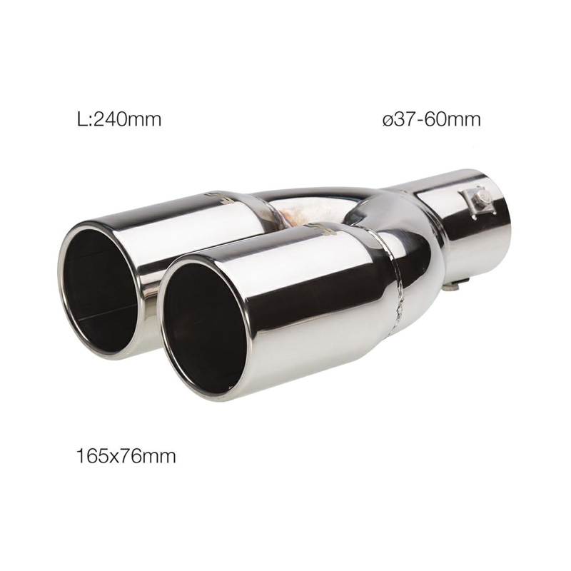 Simoni Racing Uitlaatsierstuk Dubbel Rond RVS - Ø76xL230mm - Montage ->61mm