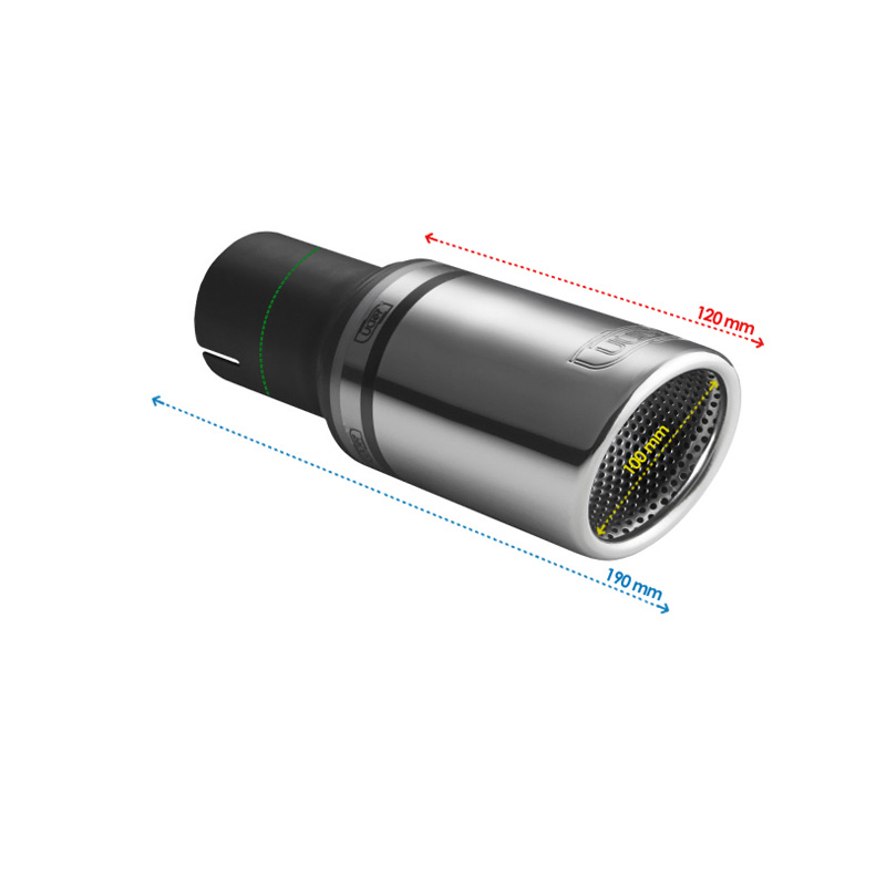 Ulter Sport Uitlaatsierstuk - Rond Ø100mm RS - Lengte 120mm - Montage ->50mm - RVS