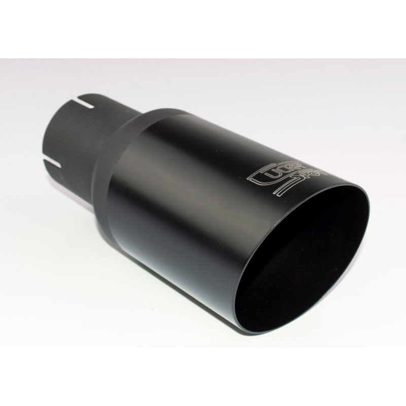 Ulter Sport Uitlaatsierstuk - Rond Ø80mm Schuin - Lengte 180mm - Montage ->55mm - Zwart RVS