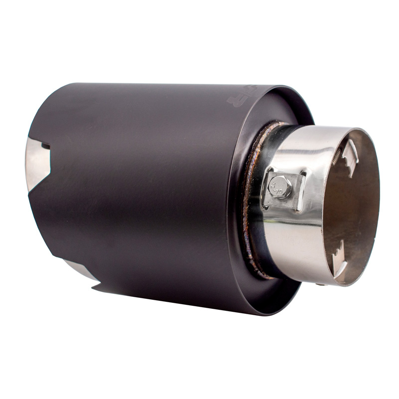 Simoni Racing Uitlaatsierstuk Rond/Schuin Matzwart+RVS - Ø116xL170mm - Montage 42-74mm