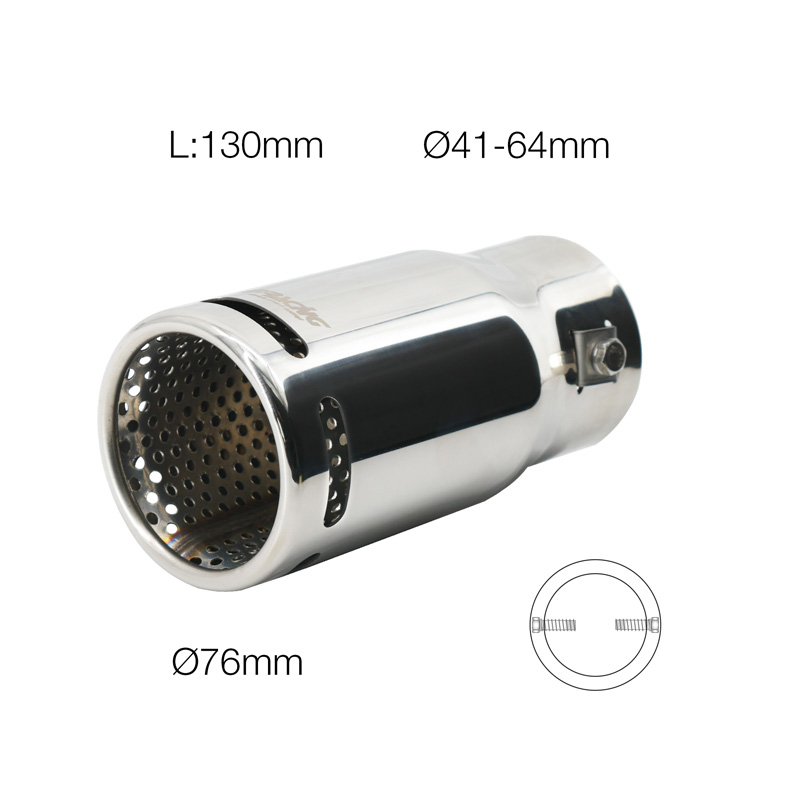 Simoni Racing Uitlaatsierstuk Rond RVS - Ø76xL130mm - Montage 41-64mm