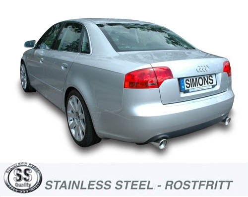 Simons Dual Power Uitlaatsysteem af kat. Audi A4 Quattro B6 2005