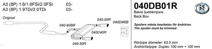 Simons Dual Power Einddemper VW Golf V 2003>