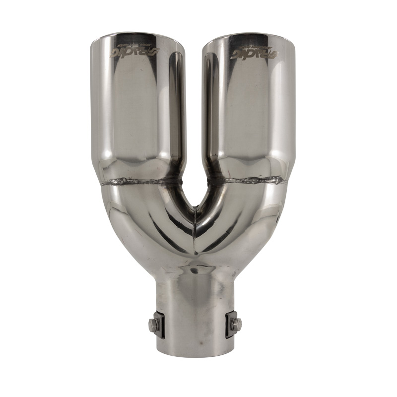 Simoni Racing Uitlaatsierstuk Dubbel Rond RVS - Ø76xL230mm - Montage ->61mm
