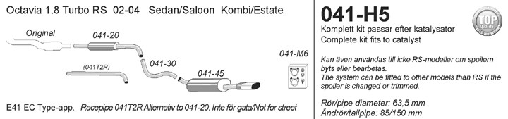 Simons Uitlaatsysteem af kat. Skoda Octavia 2002-2004