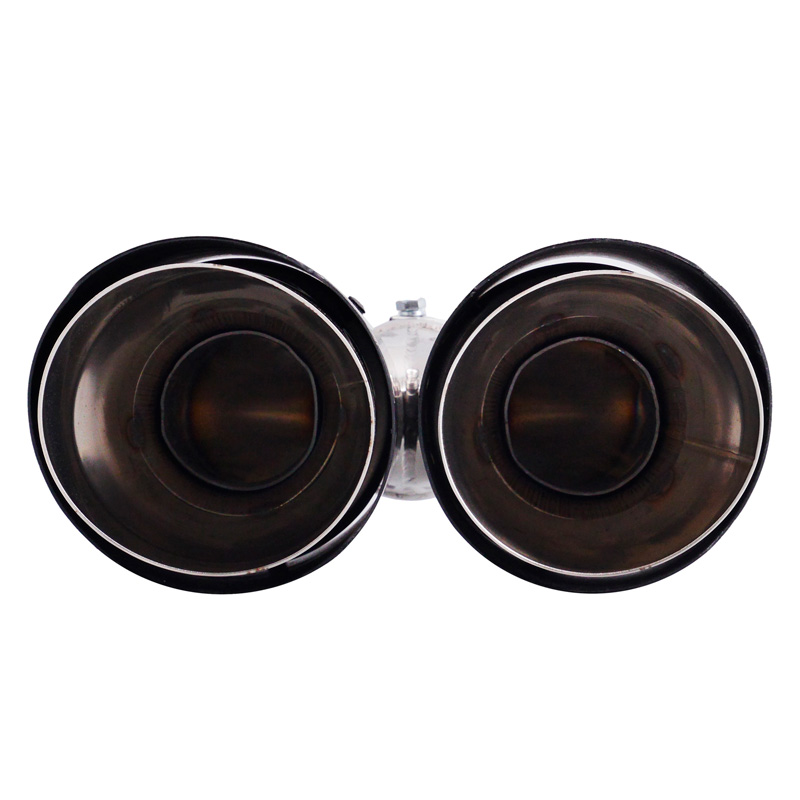 Simoni Racing Uitlaatsierstuk Dubbel Rechts Rond/Schuin RVS & Carbon - Ø102xL215-230mm - Montage ->40-63mm