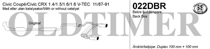 Simons Dual Power Einddemper Honda Civic IV
