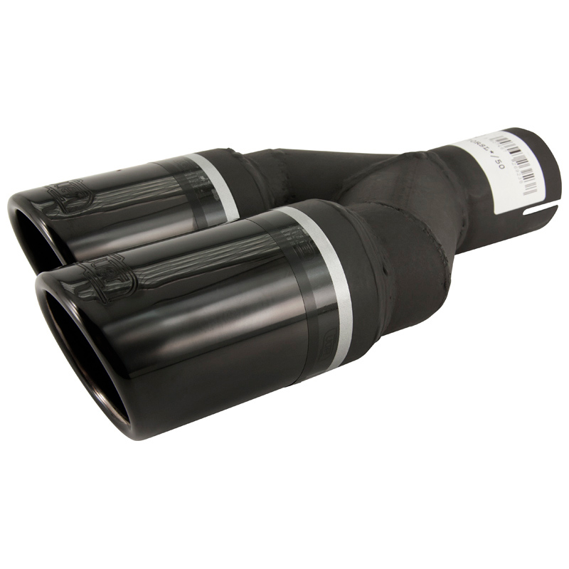 Ulter Sport Uitlaatsierstuk (links) - Dubbel Rond Ø70mm - Lengte 200/180mm - Montage ->50mm - RVS Zwart