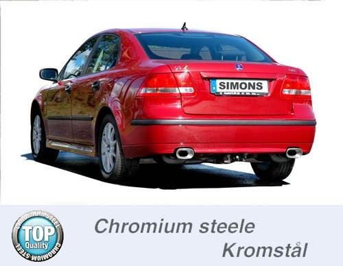 Simons Dual Power Uitlaatsysteem af kat. Saab 9-3 2004-2005
